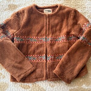 Savanna Jane Rust Fleece Jacket with Colorful Accent Trim